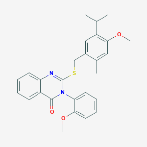 molecular formula C27H28N2O3S B4331899 2-[(5-isopropyl-4-methoxy-2-methylbenzyl)thio]-3-(2-methoxyphenyl)quinazolin-4(3H)-one 