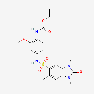 molecular formula C20H24N4O6S B4331908 ethyl (2-methoxy-4-{[(1,3,6-trimethyl-2-oxo-2,3-dihydro-1H-benzimidazol-5-yl)sulfonyl]amino}phenyl)carbamate 