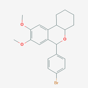 molecular formula C21H23BrO3 B4331916 6-(4-bromophenyl)-8,9-dimethoxy-2,3,4,4a,6,10b-hexahydro-1H-benzo[c]chromene 