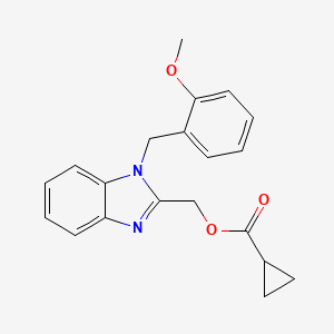 molecular formula C20H20N2O3 B4331925 [1-(2-methoxybenzyl)-1H-benzimidazol-2-yl]methyl cyclopropanecarboxylate 