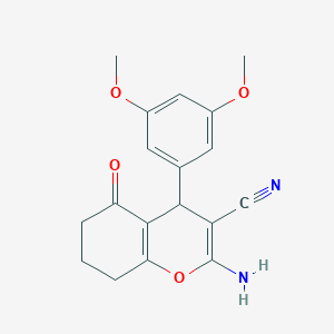 molecular formula C18H18N2O4 B433195 2-amino-4-(3,5-dimethoxyphenyl)-5-oxo-5,6,7,8-tetrahydro-4H-chromene-3-carbonitrile CAS No. 340808-83-5