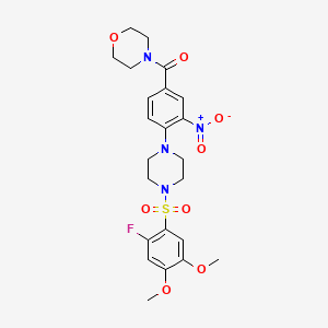 molecular formula C23H27FN4O8S B4331950 4-(4-{4-[(2-fluoro-4,5-dimethoxyphenyl)sulfonyl]piperazin-1-yl}-3-nitrobenzoyl)morpholine 
