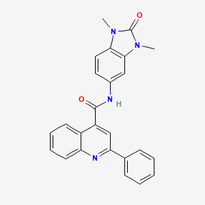 molecular formula C25H20N4O2 B4331957 N-(1,3-dimethyl-2-oxo-2,3-dihydro-1H-benzimidazol-5-yl)-2-phenylquinoline-4-carboxamide 