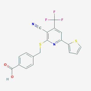 molecular formula C19H11F3N2O2S2 B433199 4-({[3-Cyano-6-(2-thienyl)-4-(trifluoromethyl)-2-pyridinyl]sulfanyl}methyl)benzoic acid CAS No. 336179-89-6
