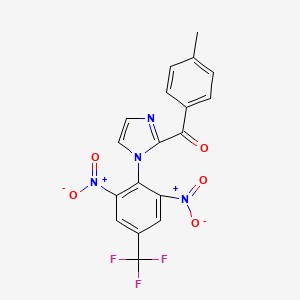 molecular formula C18H11F3N4O5 B4331990 {1-[2,6-dinitro-4-(trifluoromethyl)phenyl]-1H-imidazol-2-yl}(4-methylphenyl)methanone 