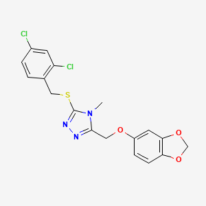 molecular formula C18H15Cl2N3O3S B4332035 3-[(1,3-benzodioxol-5-yloxy)methyl]-5-[(2,4-dichlorobenzyl)thio]-4-methyl-4H-1,2,4-triazole 