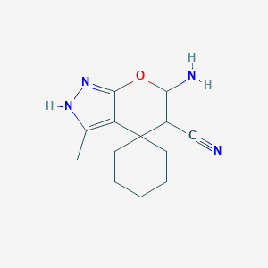 molecular formula C13H16N4O B433204 6'-amino-3'-methyl-1'H-spiro[cyclohexane-1,4'-pyrano[2,3-c]pyrazole]-5'-carbonitrile CAS No. 300839-23-0