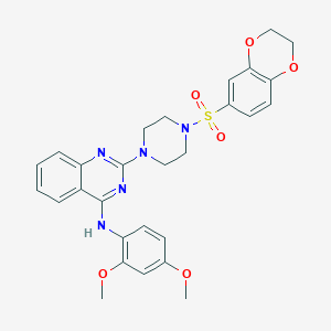 molecular formula C28H29N5O6S B4332052 2-[4-(2,3-dihydro-1,4-benzodioxin-6-ylsulfonyl)piperazin-1-yl]-N-(2,4-dimethoxyphenyl)quinazolin-4-amine 