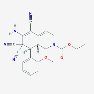 molecular formula C22H21N5O3 B433212 ethyl 6-amino-5,7,7-tricyano-8-(2-methoxyphenyl)-3,7,8,8a-tetrahydro-2(1H)-isoquinolinecarboxylate CAS No. 351449-15-5