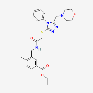 molecular formula C26H31N5O4S B4332152 ethyl 4-methyl-3-{[({[5-(morpholin-4-ylmethyl)-4-phenyl-4H-1,2,4-triazol-3-yl]thio}acetyl)amino]methyl}benzoate 