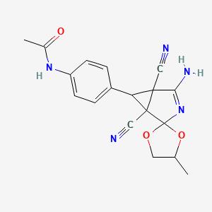 molecular formula C18H17N5O3 B4332168 N-[4-(4-amino-1,5-dicyano-4'-methylspiro[3-azabicyclo[3.1.0]hex-3-ene-2,2'-[1,3]dioxolan]-6-yl)phenyl]acetamide 