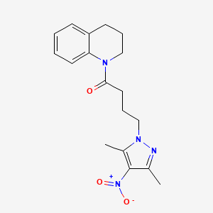 molecular formula C18H22N4O3 B4332177 1-[4-(3,5-dimethyl-4-nitro-1H-pyrazol-1-yl)butanoyl]-1,2,3,4-tetrahydroquinoline 