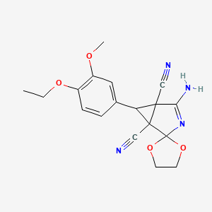 molecular formula C18H18N4O4 B4332185 4-amino-6-(4-ethoxy-3-methoxyphenyl)spiro[3-azabicyclo[3.1.0]hex-3-ene-2,2'-[1,3]dioxolane]-1,5-dicarbonitrile 