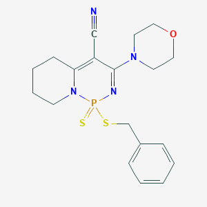molecular formula C19H23N4OPS2 B4332199 1-(benzylthio)-3-morpholin-4-yl-5,6,7,8-tetrahydro-1H-pyrido[1,2-c][1,3,2]diazaphosphinine-4-carbonitrile 1-sulfide 