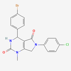 molecular formula C19H15BrClN3O2 B4332202 4-(4-bromophenyl)-6-(4-chlorophenyl)-1-methyl-3,4,6,7-tetrahydro-1H-pyrrolo[3,4-d]pyrimidine-2,5-dione 
