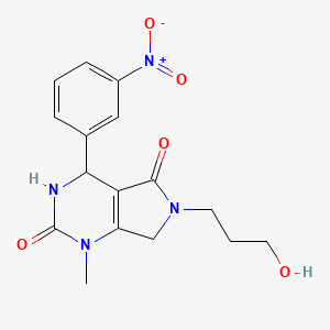 molecular formula C16H18N4O5 B4332204 6-(3-hydroxypropyl)-1-methyl-4-(3-nitrophenyl)-3,4,6,7-tetrahydro-1H-pyrrolo[3,4-d]pyrimidine-2,5-dione 