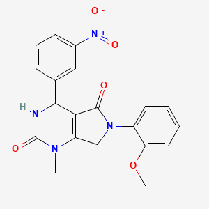 molecular formula C20H18N4O5 B4332213 6-(2-methoxyphenyl)-1-methyl-4-(3-nitrophenyl)-3,4,6,7-tetrahydro-1H-pyrrolo[3,4-d]pyrimidine-2,5-dione 