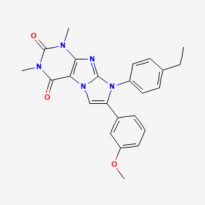molecular formula C24H23N5O3 B4332235 8-(4-ethylphenyl)-7-(3-methoxyphenyl)-1,3-dimethyl-1H-imidazo[2,1-f]purine-2,4(3H,8H)-dione 