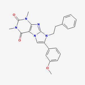 molecular formula C24H23N5O3 B4332242 7-(3-methoxyphenyl)-1,3-dimethyl-8-(2-phenylethyl)-1H-imidazo[2,1-f]purine-2,4(3H,8H)-dione 