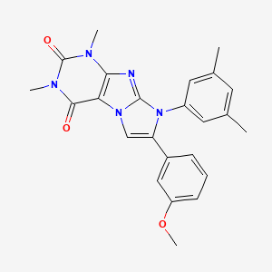 molecular formula C24H23N5O3 B4332250 8-(3,5-dimethylphenyl)-7-(3-methoxyphenyl)-1,3-dimethyl-1H-imidazo[2,1-f]purine-2,4(3H,8H)-dione 