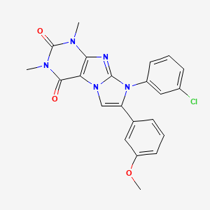 molecular formula C22H18ClN5O3 B4332256 8-(3-chlorophenyl)-7-(3-methoxyphenyl)-1,3-dimethyl-1H-imidazo[2,1-f]purine-2,4(3H,8H)-dione 