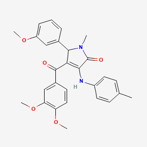 molecular formula C28H28N2O5 B4332262 4-(3,4-dimethoxybenzoyl)-5-(3-methoxyphenyl)-1-methyl-3-[(4-methylphenyl)amino]-1,5-dihydro-2H-pyrrol-2-one 