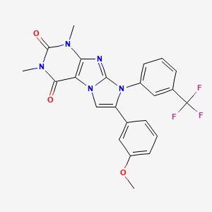 molecular formula C23H18F3N5O3 B4332269 7-(3-methoxyphenyl)-1,3-dimethyl-8-[3-(trifluoromethyl)phenyl]-1H-imidazo[2,1-f]purine-2,4(3H,8H)-dione 