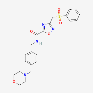 molecular formula C22H24N4O5S B4332305 N-[4-(morpholin-4-ylmethyl)benzyl]-3-[(phenylsulfonyl)methyl]-1,2,4-oxadiazole-5-carboxamide 