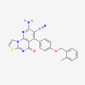 molecular formula C24H17N5O2S B4332332 2-amino-4-{4-[(2-methylbenzyl)oxy]phenyl}-5-oxo-5H-pyrido[3,2-e][1,3]thiazolo[3,2-a]pyrimidine-3-carbonitrile 