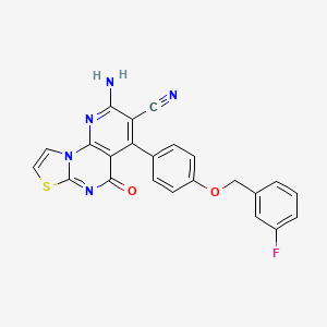 molecular formula C23H14FN5O2S B4332337 2-amino-4-{4-[(3-fluorobenzyl)oxy]phenyl}-5-oxo-5H-pyrido[3,2-e][1,3]thiazolo[3,2-a]pyrimidine-3-carbonitrile 