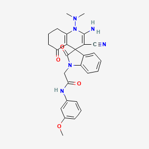 molecular formula C28H28N6O4 B4332349 2-[2'-amino-3'-cyano-1'-(dimethylamino)-2,5'-dioxo-5',6',7',8'-tetrahydro-1'H-spiro[indole-3,4'-quinolin]-1(2H)-yl]-N-(3-methoxyphenyl)acetamide 
