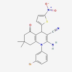 molecular formula C22H19BrN4O3S B4332355 2-amino-1-(3-bromophenyl)-7,7-dimethyl-4-(5-nitro-2-thienyl)-5-oxo-1,4,5,6,7,8-hexahydroquinoline-3-carbonitrile 