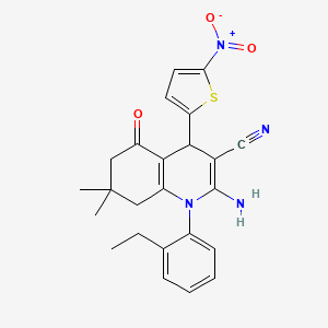 molecular formula C24H24N4O3S B4332362 2-amino-1-(2-ethylphenyl)-7,7-dimethyl-4-(5-nitro-2-thienyl)-5-oxo-1,4,5,6,7,8-hexahydroquinoline-3-carbonitrile 