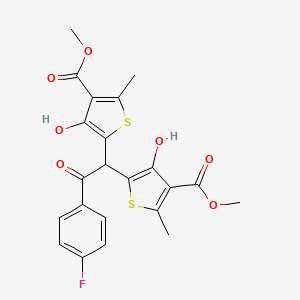 molecular formula C22H19FO7S2 B4332374 dimethyl 5,5'-[2-(4-fluorophenyl)-2-oxoethane-1,1-diyl]bis(4-hydroxy-2-methylthiophene-3-carboxylate) 
