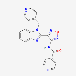 molecular formula C21H15N7O2 B4332402 N-{4-[1-(pyridin-4-ylmethyl)-1H-benzimidazol-2-yl]-1,2,5-oxadiazol-3-yl}isonicotinamide 