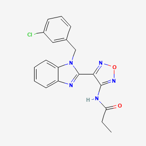 molecular formula C19H16ClN5O2 B4332406 N-{4-[1-(3-chlorobenzyl)-1H-benzimidazol-2-yl]-1,2,5-oxadiazol-3-yl}propanamide CAS No. 893766-34-2