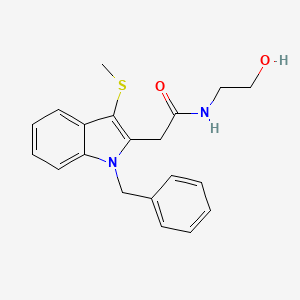 molecular formula C20H22N2O2S B4332419 2-[1-benzyl-3-(methylthio)-1H-indol-2-yl]-N-(2-hydroxyethyl)acetamide 