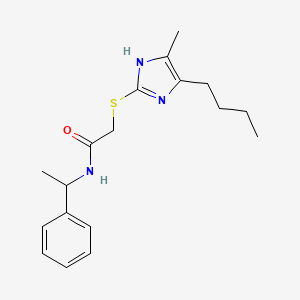molecular formula C18H25N3OS B4332422 2-[(5-butyl-4-methyl-1H-imidazol-2-yl)thio]-N-(1-phenylethyl)acetamide 