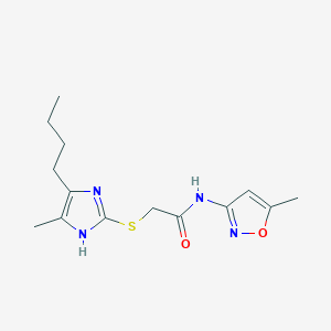 molecular formula C14H20N4O2S B4332438 2-[(5-butyl-4-methyl-1H-imidazol-2-yl)thio]-N-(5-methylisoxazol-3-yl)acetamide 
