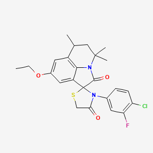 3'-(4-chloro-3-fluorophenyl)-8-ethoxy-4,4,6-trimethyl-5,6-dihydro-4H,4'H-spiro[pyrrolo[3,2,1-ij]quinoline-1,2'-[1,3]thiazolidine]-2,4'-dione