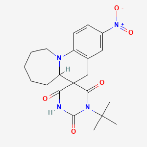 1'-tert-butyl-3-nitro-6a,7,8,9,10,11-hexahydro-2'H,5H-spiro[azepino[1,2-a]quinoline-6,5'-pyrimidine]-2',4',6'(1'H,3'H)-trione