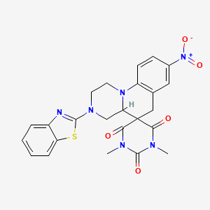 3-(1,3-benzothiazol-2-yl)-1',3'-dimethyl-8-nitro-2,3,4,4a-tetrahydro-1H,2'H,6H-spiro[pyrazino[1,2-a]quinoline-5,5'-pyrimidine]-2',4',6'(1'H,3'H)-trione