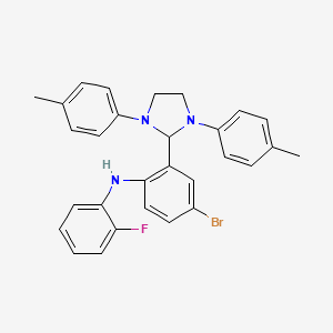 molecular formula C29H27BrFN3 B4332488 2-[1,3-bis(4-methylphenyl)imidazolidin-2-yl]-4-bromo-N-(2-fluorophenyl)aniline 