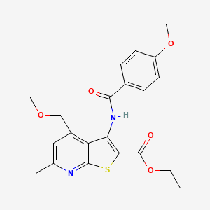 molecular formula C21H22N2O5S B4332502 ethyl 3-[(4-methoxybenzoyl)amino]-4-(methoxymethyl)-6-methylthieno[2,3-b]pyridine-2-carboxylate 