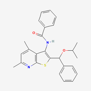 molecular formula C26H26N2O2S B4332524 N-{2-[isopropoxy(phenyl)methyl]-4,6-dimethylthieno[2,3-b]pyridin-3-yl}benzamide 
