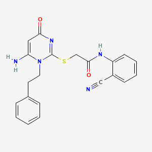 2-{[6-amino-4-oxo-1-(2-phenylethyl)-1,4-dihydropyrimidin-2-yl]thio}-N-(2-cyanophenyl)acetamide