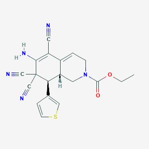 molecular formula C19H17N5O2S B433255 ethyl 6-amino-5,7,7-tricyano-8-(3-thienyl)-3,7,8,8a-tetrahydro-2(1H)-isoquinolinecarboxylate CAS No. 488783-68-2