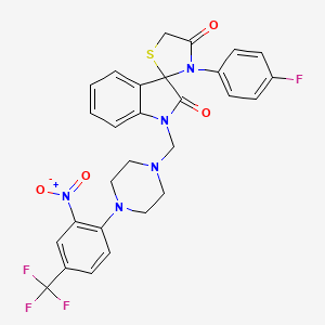 3'-(4-fluorophenyl)-1-({4-[2-nitro-4-(trifluoromethyl)phenyl]piperazin-1-yl}methyl)-4'H-spiro[indole-3,2'-[1,3]thiazolidine]-2,4'(1H)-dione