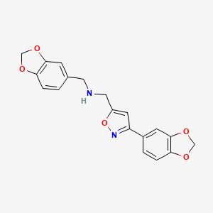 molecular formula C19H16N2O5 B4332559 1-(1,3-benzodioxol-5-yl)-N-{[3-(1,3-benzodioxol-5-yl)isoxazol-5-yl]methyl}methanamine 