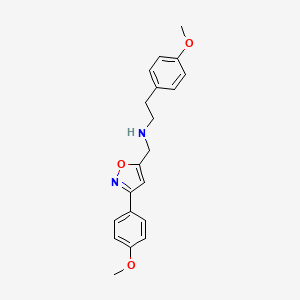 molecular formula C20H22N2O3 B4332568 2-(4-methoxyphenyl)-N-{[3-(4-methoxyphenyl)isoxazol-5-yl]methyl}ethanamine 